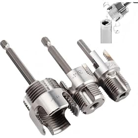 3pcs Integrated Internal External Pipe Threading Tool, Dual-Function Pipe Thread Cutting Tool for 1/2 3/4 1 PVC/Plastic Pipes, Electric Drill Compatible Pipe