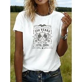 American Independence Day Women's T Shirt Tee Top Print Graphic Stylish Classic Casual Short Sleeve Crew Neck Round Neck Regular Tops Daily Going out Weekend B