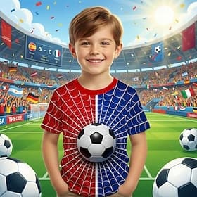 Boys' 3D Graphic Football Soccer T Shirts T shirt Tee Short Sleeve 3D Print Summer Spring Sports Fashion Streetwear Kids 4-12 Years Crew Neck Casual Daily Outd