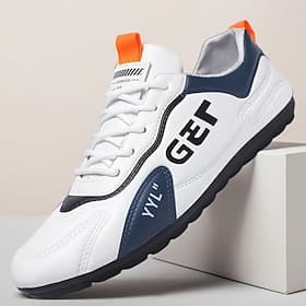 Men's White Faux Leather Sneakers – Comfortable, Breathable, and Trendy for Casual Wear and Active Lifestyle