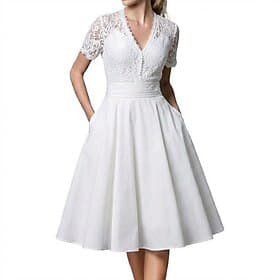 1950s Retro Vintage Midi Dress Flare Dress Pleated Solid Color Fancy Dress Women's Valentine's Day Tea Party Casual Daily Bachelorette Party Adults' Dress Spri
