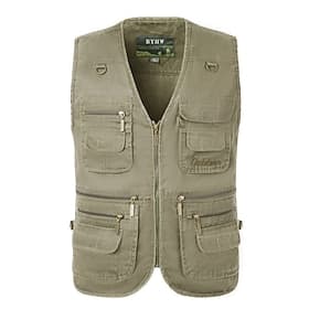 Homme Gilet de pêche Veste Randonnée Gilet multifonctionnel Été Printemps Extérieur Séchage Rapide Poche à Fermeture Éclair Multi-poches Résistance à l'Usure V