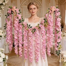 3 guirnaldas artificiales de glicinias, ideales para primavera, San Valentín, arco floral artificial para decorar habitaciones, fiestas, hogares, bodas, cumple