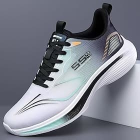 Men's Lightweight Running Sneakers Breathable Lace-Up Athletic Walking Shoes Sporty Cushioning Trainers for Active Men Gym Workouts Jogging Travel and Everyday