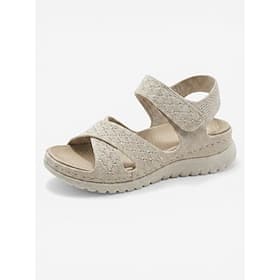 Women's Almond Arch Support Comfort Sandals – Breathable Knit Design Sport Sandals with Cushioned Sole  Adjustable Velcro Strap for Outdoor, Travel, Beach  Wal