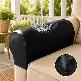 Sofa Armrest Cover Ultra Thick and Soft PU Leather Stretch Sofa Arm Cover for Recliners Sofas Chairs Loveseats Elastic Waterproof Furniture Armrest Protector f
