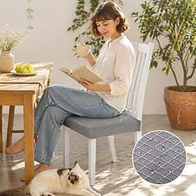 Water Resistant Chair Seat Cover For Dining Room Kitchen Stretch Jacquard Chair Seat Cover Removable Washable Anti-Dust Chair Seat Cushion Protector Slipcovers