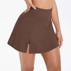 Women's Solid Colored Casual Skirt Tennis Skort Tennis Skirts with Shorts Sleeveless Pocket Quick Dry Breathable Tennis Golf Running Skirt Skort Dark Grey Blac