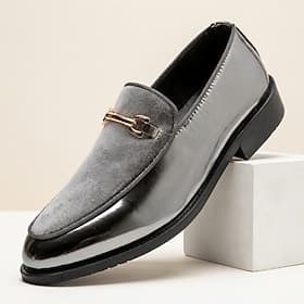 Men's Grey Black Bit Loafers Pointed Toe Dress Shoes Elegant Slip-On Formal Footwear Comfortable Fashion Style for Men, Business Events, Weddings, Parties and
