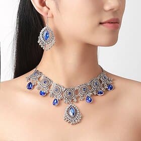Jewelry Set Two-piece Suit Chrome 1 Necklace Earrings Women's Vintage Fashion Jewelry Set For Party Evening Wear