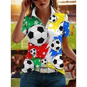 Damen T Shirt Reißverschluss Grafik Stilvoll Klassisch Lässig Kurzarm Hoher Ausschnitt Normale Oberteile Lässig Täglich Sport Gelb Sommer Frühling