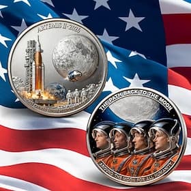Artemis II Lunar Mission Commemorative Coin, Space Exploration Collectible Challenge Coin, Moon Landing Memorabilia Silver Coins for Home Decor, Collector, Ast