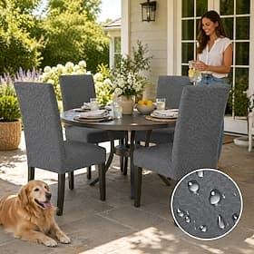 Waterproof Chair Cover Thick Jacquard Stretch Full Wrap One Piece Dining Chair Slipcover Table Chair Set 2 4 6 Pcs