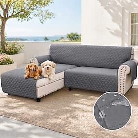 Quilted Sofa Slipcover L Shape Sofa Cover Sectional Couch Cover Chaise Lounge Slip Cover Reversible Sofa Cover Furniture Protector Cover for Pets Kids Children