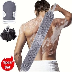 6pcs Exfoliating Bath Set - Back Scrubber for Shower, Exfoliating Mitt  Loofah Sponge, Long Handle Body Scrubber for Dead Skin Removal, Professional Skin Care