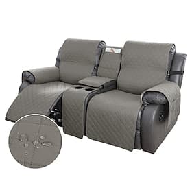 Loveseat Recliner Cover with Console  Waterproof Sofa Slipcovers Non-Slip Reclining Couch Covers Split Sofa Cover Furniture Protector for Pets, Dogs
