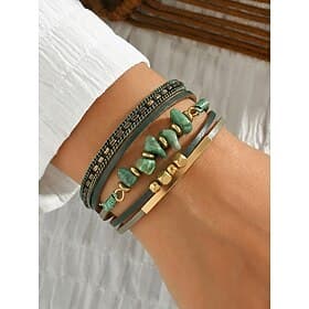Women's Bohemian Faux Leather Magnetic Bracelet, Multiple Colors, Perfect for Beach Vacation, Everyday Casual Wear, Trendy Boho Style Accessoriesl