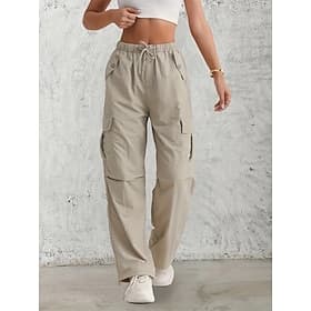Femmes Pantalon à jambes larges Pantalons Cargo Pantalon de jogging Cordon de serrage Avec Poches Pantalons Occasionnel Quotidien Extérieur Été Printemps Autom