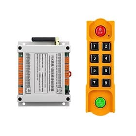 Industrial Wireless Remote Control 8-Channel, 433MHz FSK Frequency Hopping Radio Controller for Crane Hoist Winch Lift, 8 Buttons Start/Stop, DC 12-36V AC 100-