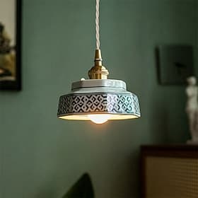 kleine hanglamp groen glas blauw-wit porseleinen hanglamp rode keramische hanglamp Scandinavisch moderne kroonluchter voor eetkamer slaapkamer keukeneiland boe