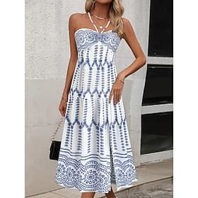 Femmes Robe Midi Robe bohème Robe d'Été Robe Décontractée Robe Nuisette Élégant Mode Moderne Extérieur Vacances Sortir Coupe régulière Uni Sans manches Sans br
