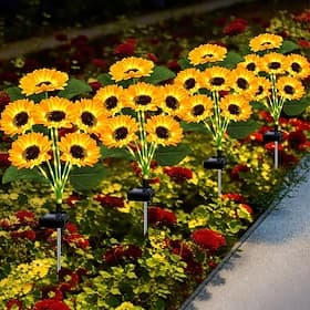 4 Stück 2 W LED-Solarleuchten Wegbeleuchtung  Laternen Skulptur-  Landschaftsbeleuchtung Multifunktion Solarbetrieben Niedlich Warmgelb 3.7 V Außenbeleuchtung