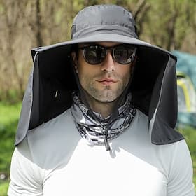 Sun Hat Hiking Hat Fishing Cap Hat Camping Hat Waterproof Sun Protection UV Protection Summer Spring Autumn / Fall Drawstring Wide Brim with Neck Flap Men's Fi