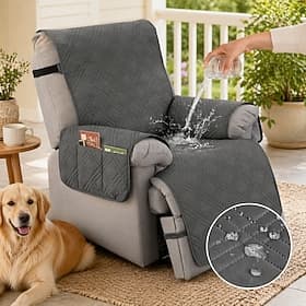 100% Waterproof Couch Cover Recliner Chair Covers Recliner Cover Non-Slip Dog Chair Cover Furniture Protector Washable Slipcover with Pocket Elastic Straps for