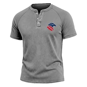 SoftFade™ Herren American Independence Day Vintage Washed Baumwollshirt Henley Oberteil Acid Wash Shirt Kurzarm Vintage Designer Täglich Outdoor Sommer Frühlin