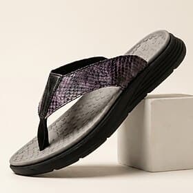 Men's Purple Snakeskin Print Toe Post Sandals Lightweight Comfort Flip Flops Casual Summer Beach Footwear for Vacation Travel, Resort Leisure and Everyday Warm