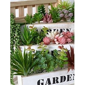 Artificial Succulent Plants, Elegant Faux Potted Desktop and Window Sill Decor, Realistic Non-Potted Succulent Arrangement for Home, Office, and Table Centerpi