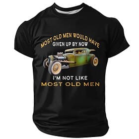 La mayoría de los hombres mayores ya se habrían rendido. No soy como la mayoría de los hombres mayores. Camiseta vintage estilo hot rod rat rod sarcástica con