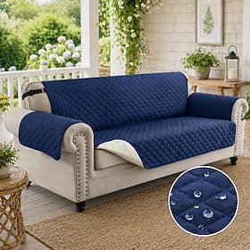 Water Resistant Reversible Couch Cover for 3 Cushion Cover Pet Friendly Sofa Cover for Dog Washable Furniture Protector  Slipcover with Non Slip Elastic Strap