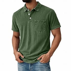 Camisas Polo para Hombre SoftFade™ 100% Algodón Camisa de Lavado Ácido Casual Vacaciones Con Cuello Corto Manga Moda Básica Sólida Vintage Desgastada Verano Pr
