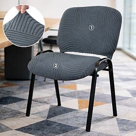 Stretch-Sitzkissen- und Rückenlehnenschutz für Konferenzstühle mit geteilter Sitzfläche, bogenförmigem Blumenmuster und rutschfester Oberfläche für alle Jahres