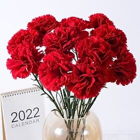 10 ramos de cravos artificiais, flores vermelhas de seda para casamento, decoração de casa, Dia dos Professores, Dia das Mães, presentes e festas. arranjos flo