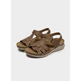 Women's Brown Faux Leather Strap Sandals – Comfortable Open-Toe Casual Sandals with Cushioned Sole for Everyday Wear