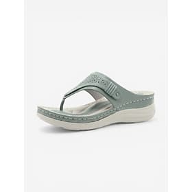 Women's Green Arch Support Flip Flop Sandals – Comfortable Cushioned Wedge Thong Sandals, Lightweight Casual Summer Shoes for Walking, Beach, Travel  Daily Wea