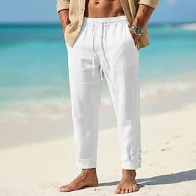 Per uomo Pantaloni di Lino Pantaloni Pantaloni Estivi Pantaloni Larghi Pantaloni Corti Coulisse Elastico in vita Semplice Comodità Traspirante Lunghezza alla c