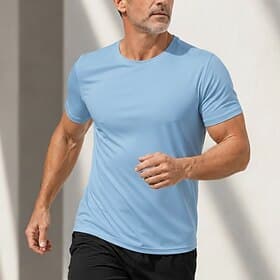 Men's T Shirt Tee Top Short Sleeve Crew Neck Summer Spring Plain Casual Athletic Quick Dry Slim Plain Casual Daily Sports Light Blue Black White Top Tee for Me