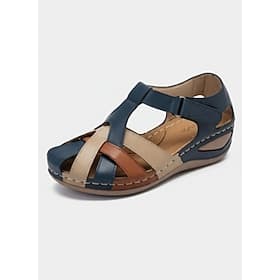 Women's Comfortable Walking Sandals with Adjustable Velcro Strap – Closed Toe Casual Shoes for All-Day Wear