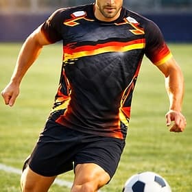 Germany Style Men's Soccer Jersey Geometric Global Match Athletic Summer Short Sleeve T-Shirt UPF 50 Quick Dry Breathable Tournament Football Training Gym Runn