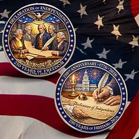 U.S. 250th Anniversary Commemorative Coin, Declaration of Independence Collectible Challenge Coin with Founding Fathers  Historical Document Design, Durable Pa