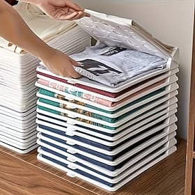 5/10pcs Stackable Clothing Folder, Portable Plastic Shirt and T-Shirt Storage Box with 'We Come From Elsewhere' Design, Space-Saving Compact Storage, Suitable