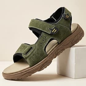 Men's Green Sport Sandals Open-Toe Adjustable Outdoor Walking Shoes Lightweight Comfort Summer Footwear for Travel, Hiking, Beach Vacation and Outdoor Leisure