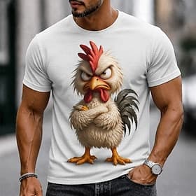 Men's Animal Funny T Shirt Short Sleeve T shirt 3D Print Crew Neck Shirt Exaggerated Designer Party Holiday Blue Black White Summer Spring Clothing Apparel S M thumbnail 2