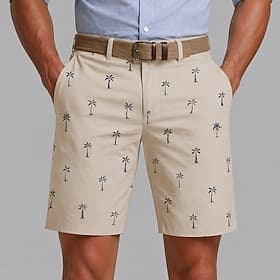 Men's Coconut Tree Tropical Plants Bermuda shorts Casual Shorts Golf Shorts Mid Waist Hawaiian Work Beach Sports Outdoor Flat Front Shorts with 4 Pockets Desig