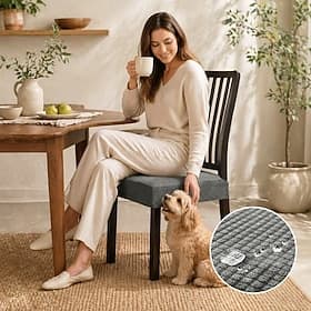 Waterproof Dining Chair Seat Cover Furniture Protector, Removable and Washable, Ideal for Protecting Dining Room Chairs from Spills, Stains, and Wear