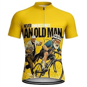 Hommes Maillot de cyclisme Maillot de descente Ne sous-estimez jamais un vieil homme à vélo. Manche Courte Cyclisme T-shirt avec 3 poches arrière Résistant aux