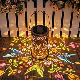 Colorful Hummingbird Solar Lantern Garden Gifts for Women Mom, Outdoor Hanging Lights, Waterproof Metal Decorative Lamp for Patio, Yard, Porch, Deck, Backyard,